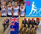 Parça takip bisiklet erkekler yakıcı 4000 m'nin takım, İngiltere, Avustralya ve Yeni Zelanda - Londra 2012 - podyum